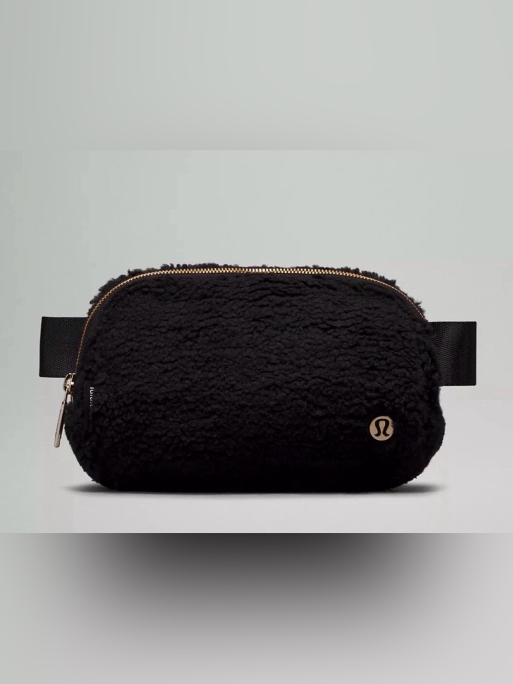 lululemon athletica Black Sherpa Cosmetic Pouch with Gold Zipper